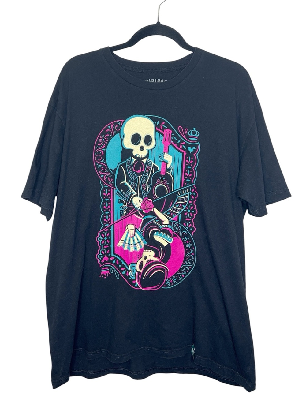 PIPIRIPAU Bold Colorful Artist Skeleton Skull 100% Cotton Tee size XL